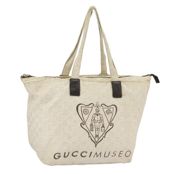 GUCCI GG Canvas Tote Bag Beige Silver - Picture 1 of 16